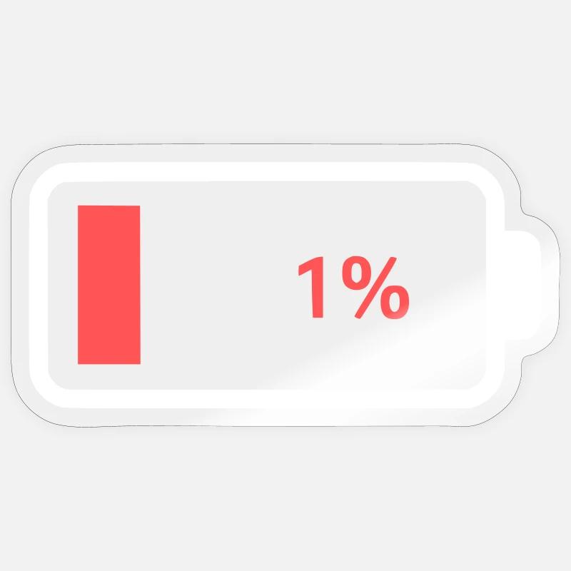 Empty Battery 1% Icon - Sticker size S (10 x 10 cm) - transparent glossy