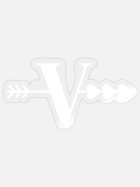 Buchstabe v Pfeil Herz - Sticker Größe S (10 x 10 cm) - Transparent glänzend