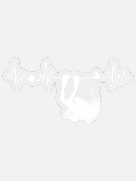 Taucher im Meer Mit Möwe Herzschlag Tauchen - Sticker Größe S (10 x 10 cm) - Transparent glänzend