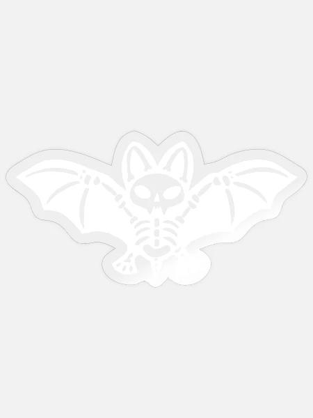 Skelettfledermaus (Weiß) - Sticker Größe S (10 x 10 cm) - Transparent glänzend