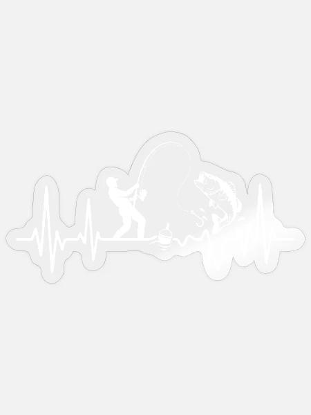 Fischerherzschlag Leidenschaft Angelgeschenk - Sticker Größe S (10 x 10 cm) - Transparent glänzend