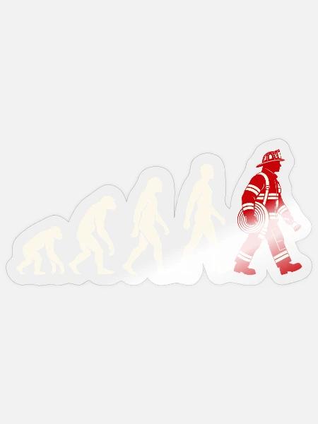 Evolution zum Feuerwehrmann mit Schlauch - Sticker Größe S (10 x 10 cm) - Transparent glänzend