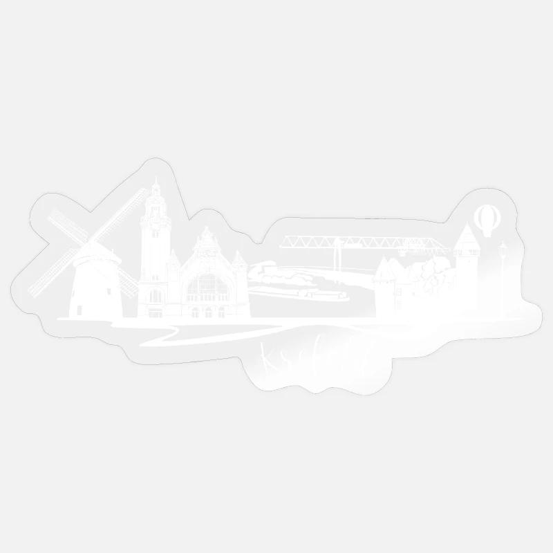 Skyline de Krefeld avec moulin à vent Sticker taille S (10 x 10 cm)