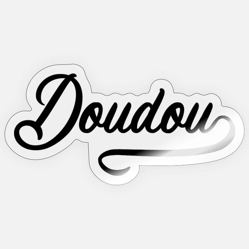 Doudou - Sticker taille S (10 x 10 cm) - brillant transparent