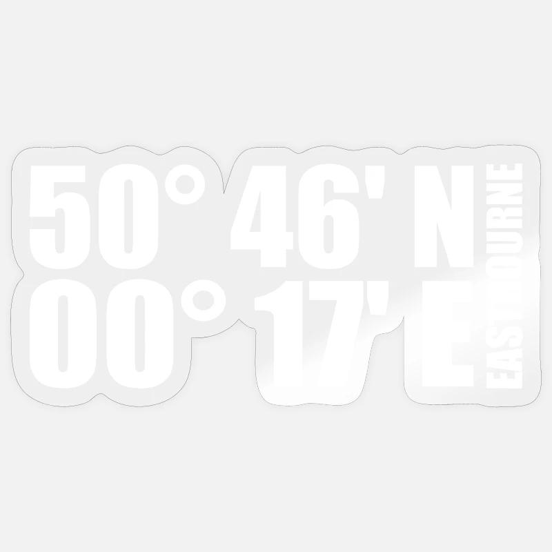 Coordonnées d’Eastbourne - Sticker taille S (10 x 10 cm) - brillant transparent