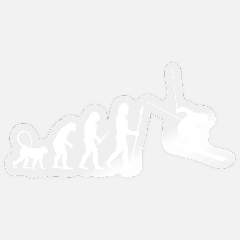 Skiing Evolution - Sticker size S (10 x 10 cm) - transparent glossy
