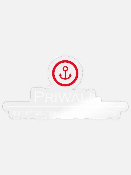 Priwall roter Anker - Sticker Größe S (10 x 10 cm) - Transparent glänzend