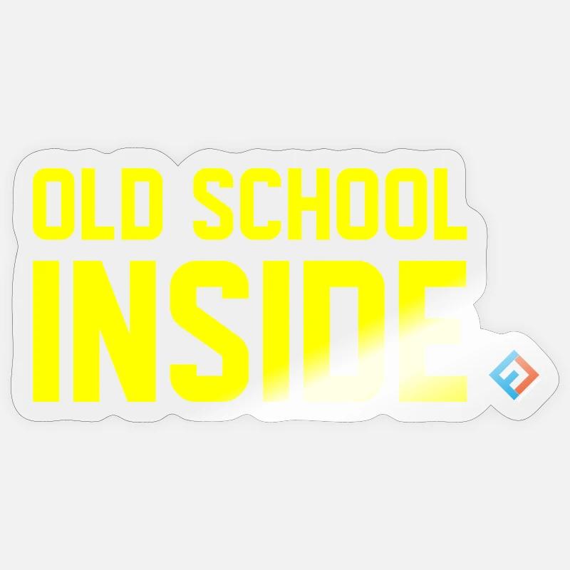 Old School Inside Yellow - Sticker taille S (10 x 10 cm) - brillant transparent