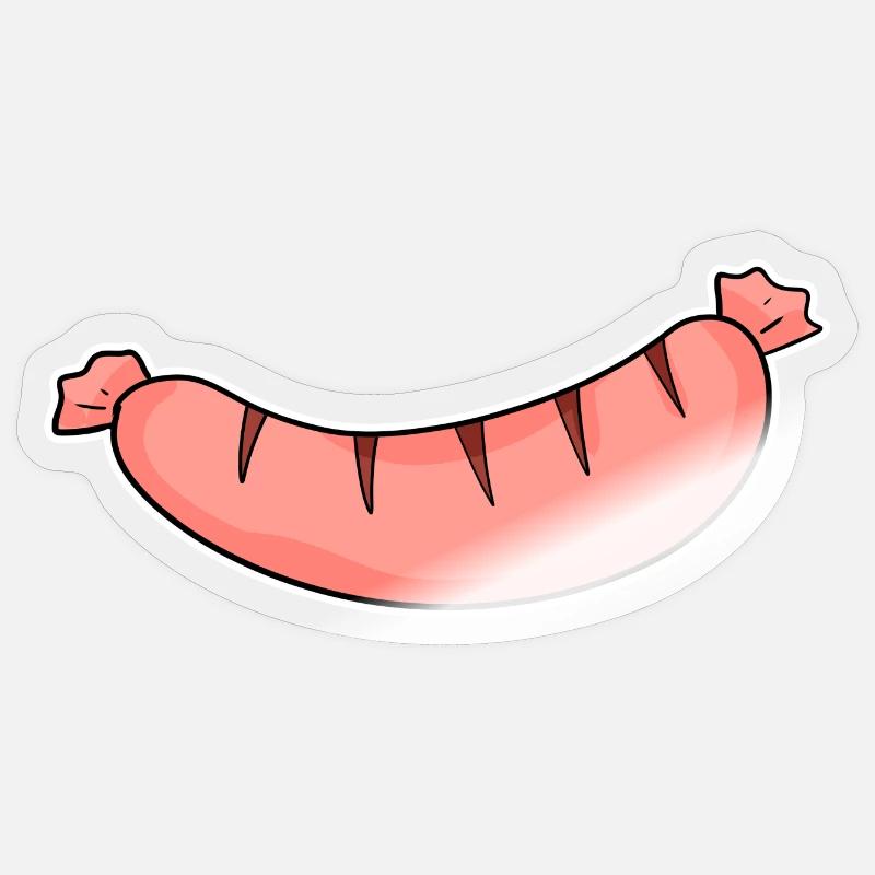 Motif de saucisse - Sticker taille S (10 x 10 cm) - brillant transparent