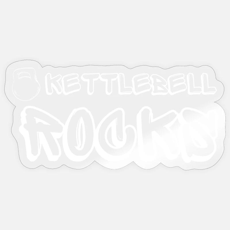Kettlebell ROCKS Shirts weiß - Sticker Größe S (10 x 10 cm) - Transparent glänzend