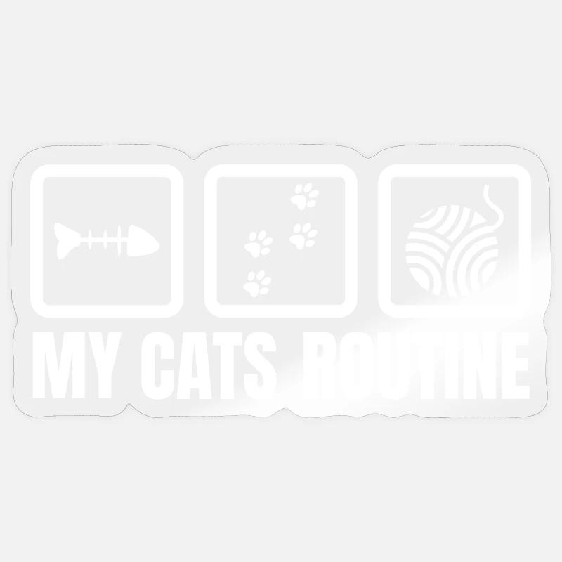Routine meiner Katze - Sticker Größe S (10 x 10 cm) - Transparent glänzend