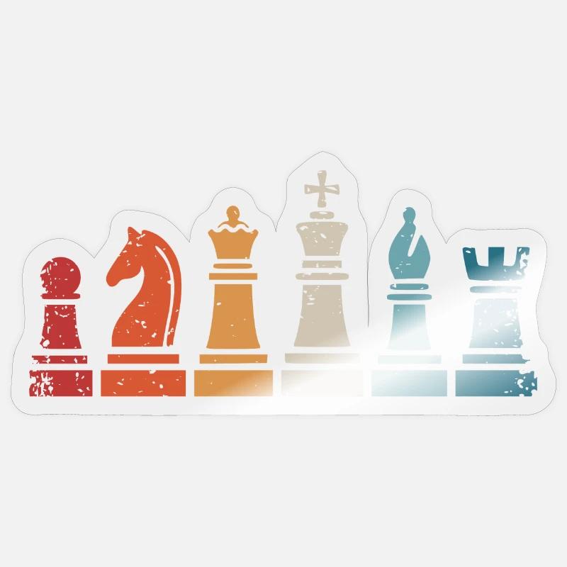 Échecs Pièces d’échecs rétro Joueur d’échecs - Sticker taille S (10 x 10 cm) - brillant transparent