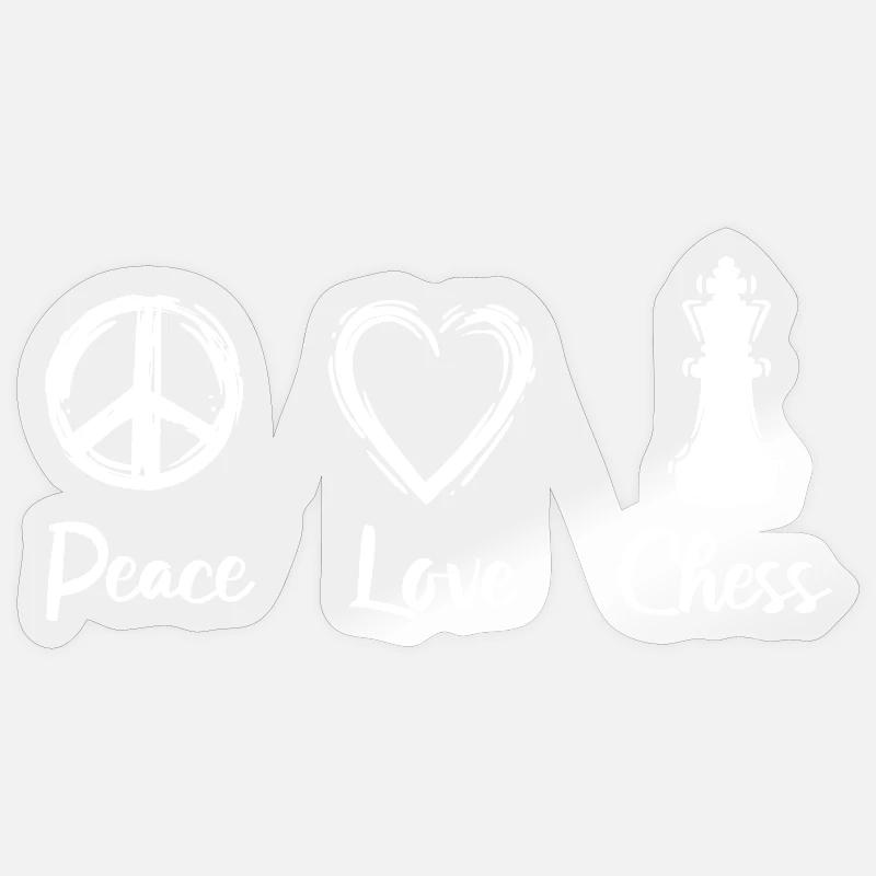 Peace Love Chess - Sticker Größe S (10 x 10 cm) - Transparent glänzend