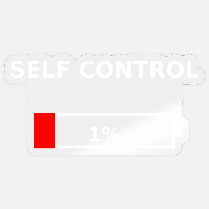 SELF CONTROL - 1 % Batterie faible - Sticker taille S (10 x 10 cm) - brillant transparent