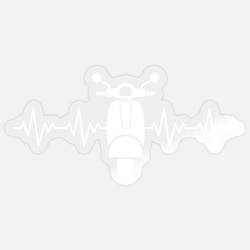 Moped Motorroller EKG Herzschlag Herzfrequenz - Sticker Größe S (10 x 10 cm) - Transparent glänzend