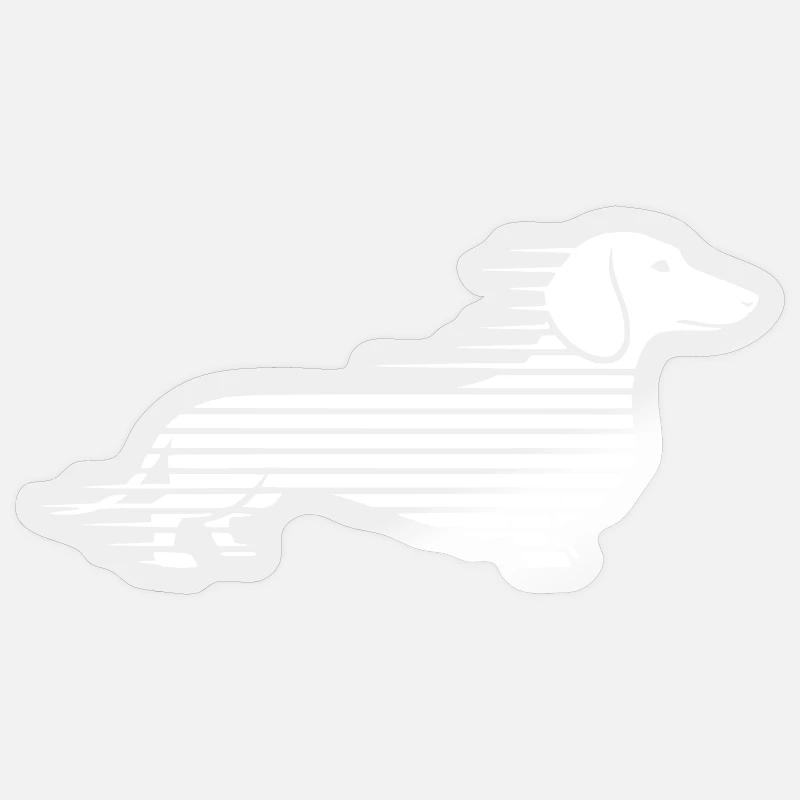 Teckel rayé en course - Sticker taille S (10 x 10 cm) - brillant transparent
