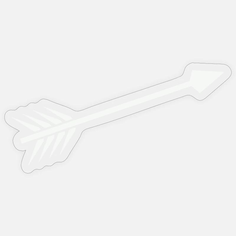 White arrow with feather - Sticker size S (10 x 10 cm) - transparent glossy