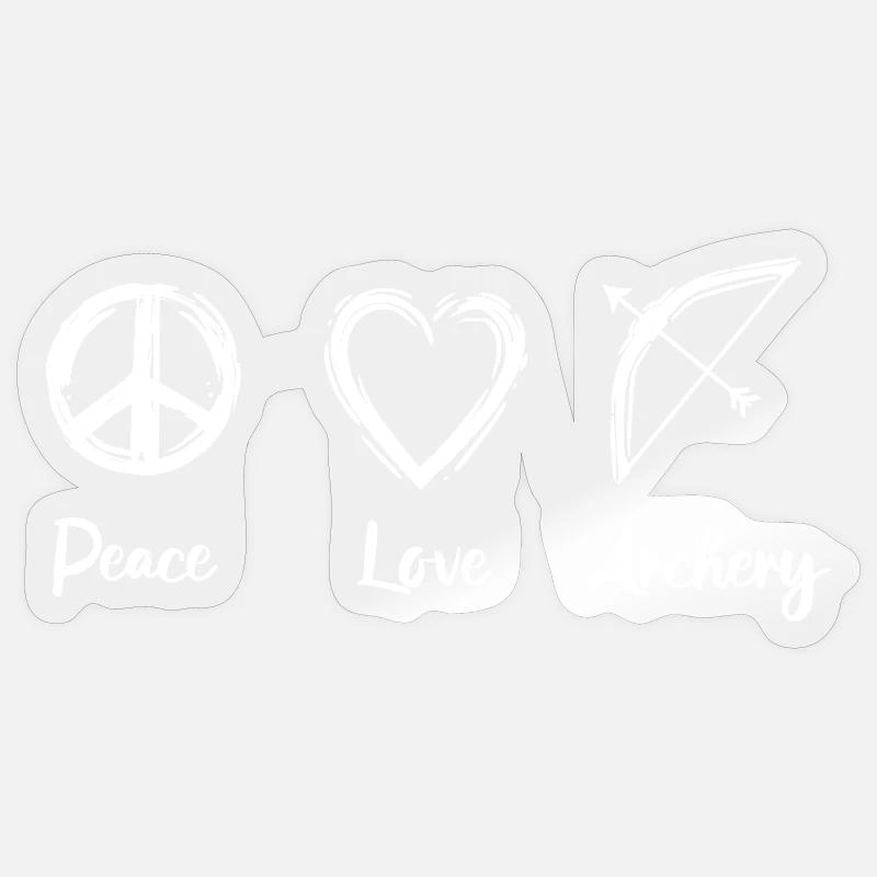 Peace Love Archery - Sticker Größe S (10 x 10 cm) - Transparent glänzend