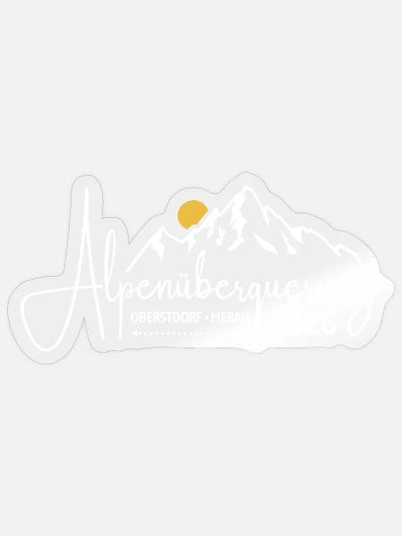 Alpenüberquerung 2026, Oberstdorf Meran, Wandern - Sticker Größe S (10 x 10 cm) - Transparent glänzend