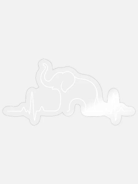 Elefant Herzschlaglinie Outline - Sticker Größe S (10 x 10 cm) - Transparent glänzend