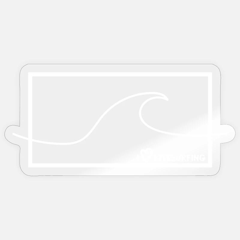 J'aime le kitesurf blanc - Sticker taille S (10 x 10 cm) - brillant transparent