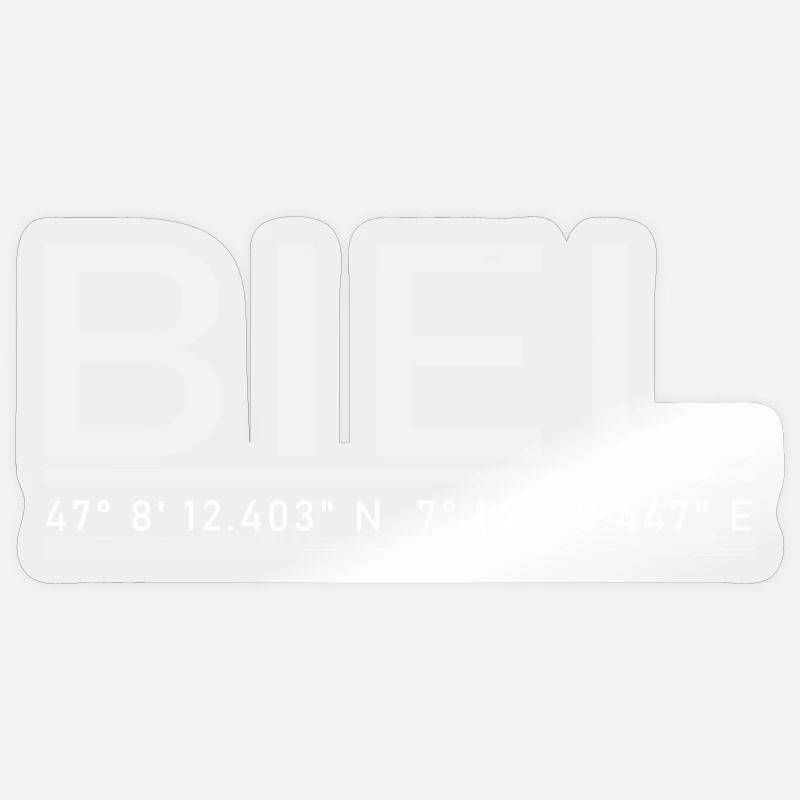 Coordonnées Bienne - Sticker taille S (10 x 10 cm) - brillant transparent
