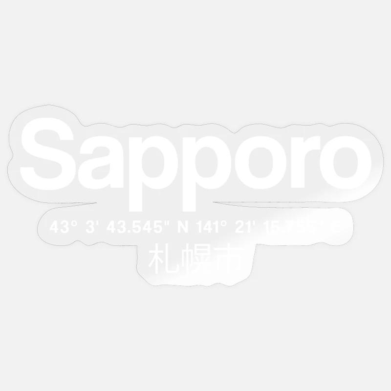 Sapporo Japan Typography with Coordinates Sticker size S (10 x 10 cm)
