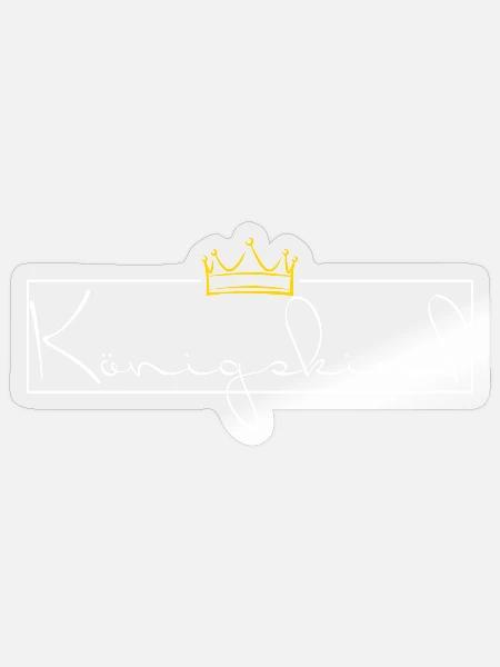 Koenigskind - weiß mit goldener Krone - Sticker Größe S (10 x 10 cm) - Transparent glänzend