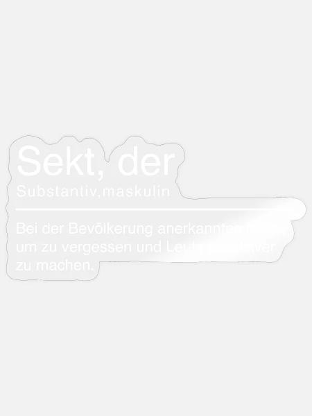 Sekt Duden Spruch Lustig weiß - Sticker Größe S (10 x 10 cm) - Transparent glänzend