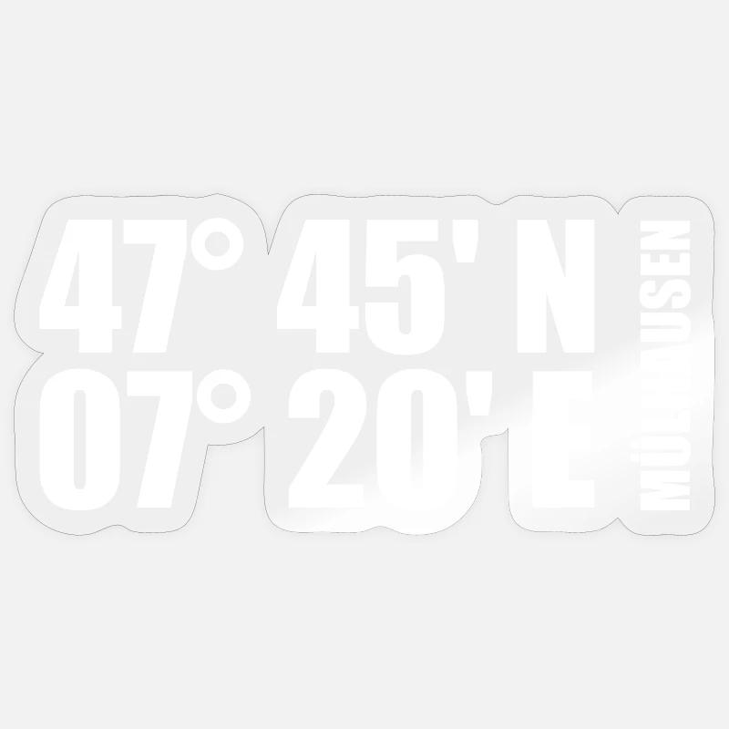 Mulhouse Coordinates - Sticker size S (10 x 10 cm) - transparent glossy