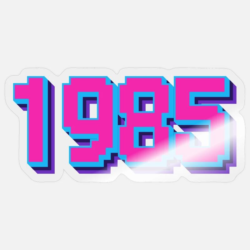 1985 - Anniversaire rétro - Sticker taille S (10 x 10 cm) - brillant transparent