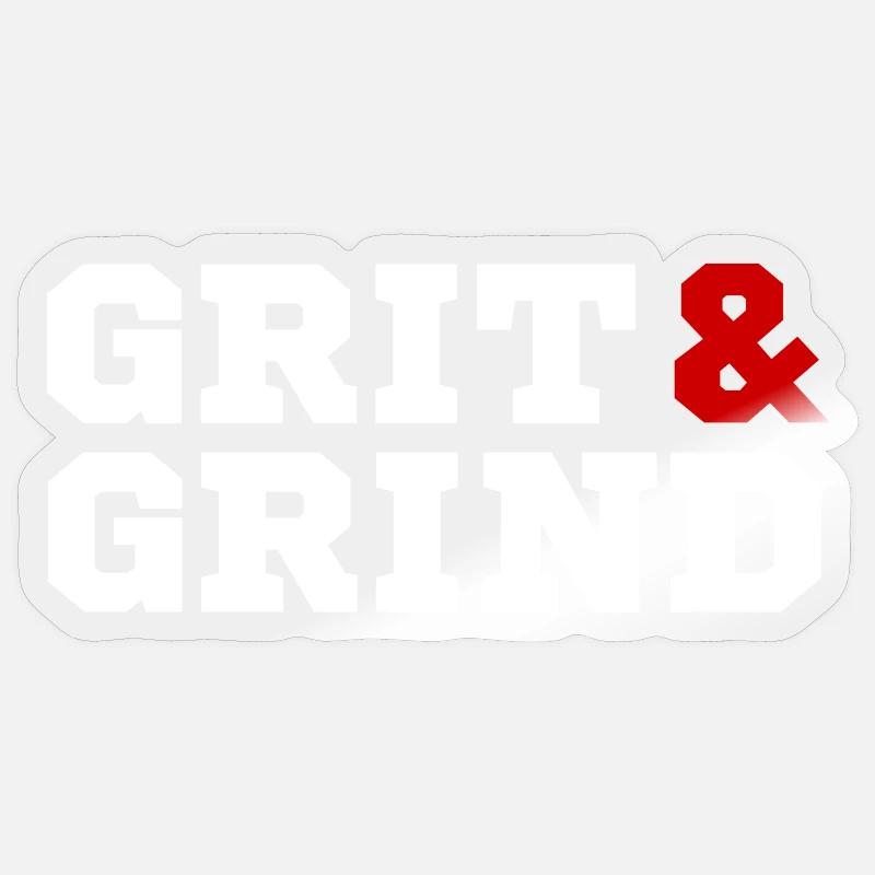 Grit and Grind (blanc/rouge) - Sticker taille S (10 x 10 cm) - brillant transparent
