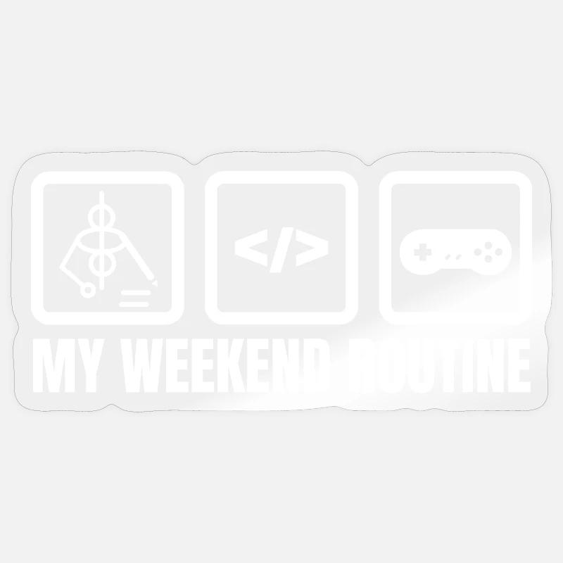 Ma routine du week-end - Sticker taille S (10 x 10 cm) - brillant transparent