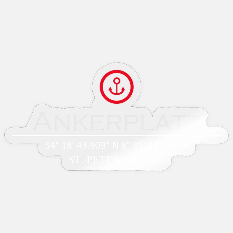 Ankerplatz St. Peter-Ording roter Anker - Sticker Größe S (10 x 10 cm) - Transparent glänzend
