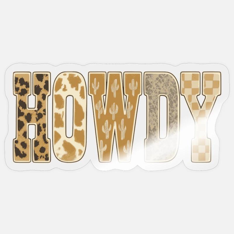 Howdy Desert Cactus Pattern Cowboy Sticker size S (10 x 10 cm)