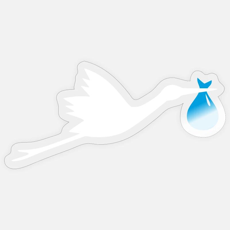 Storch Klapperstorch Junge - Sticker Größe S (10 x 10 cm) - Transparent glänzend