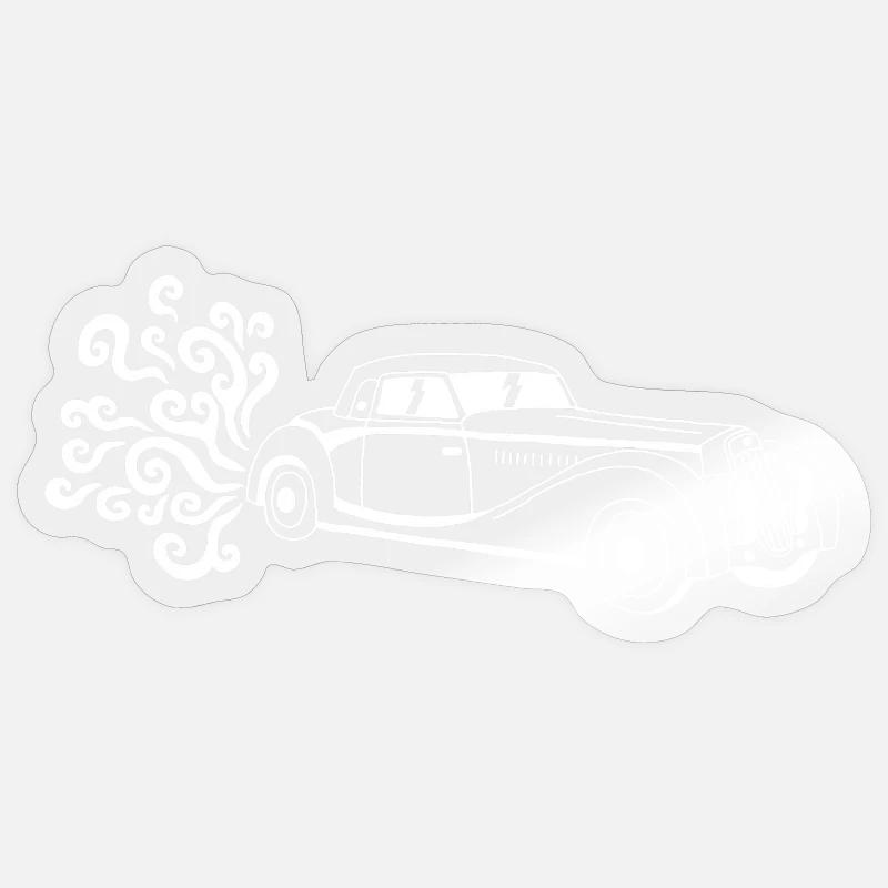 Weißer Oldtimer Sticker Größe S (10 x 10 cm)