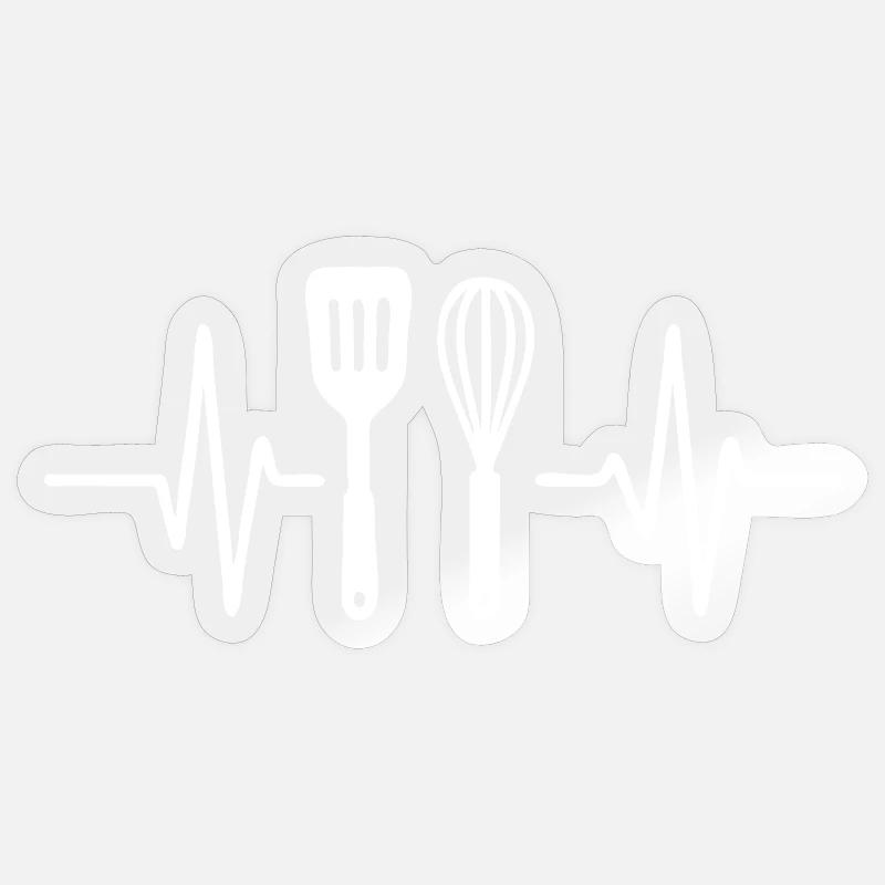 Heartbeat Kitchen Fork Design Sticker size S (10 x 10 cm)
