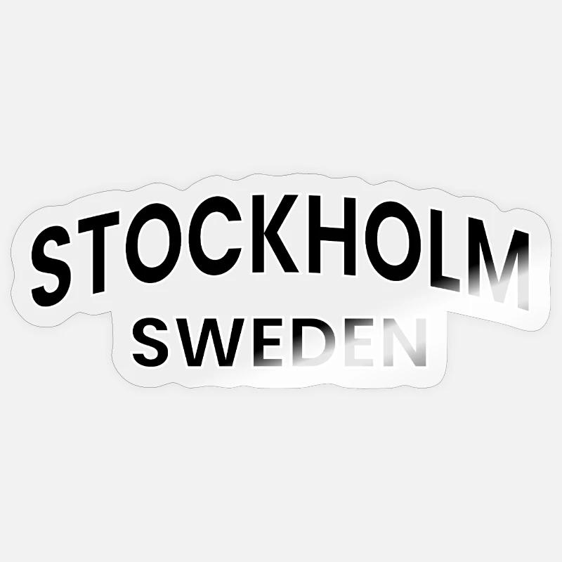 Conception de texte Stockholm – Suède - Sticker taille S (10 x 10 cm) - brillant transparent