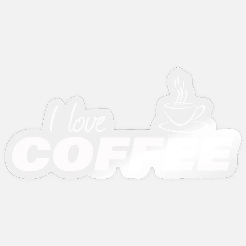 J’adore le café - Sticker taille S (10 x 10 cm) - brillant transparent