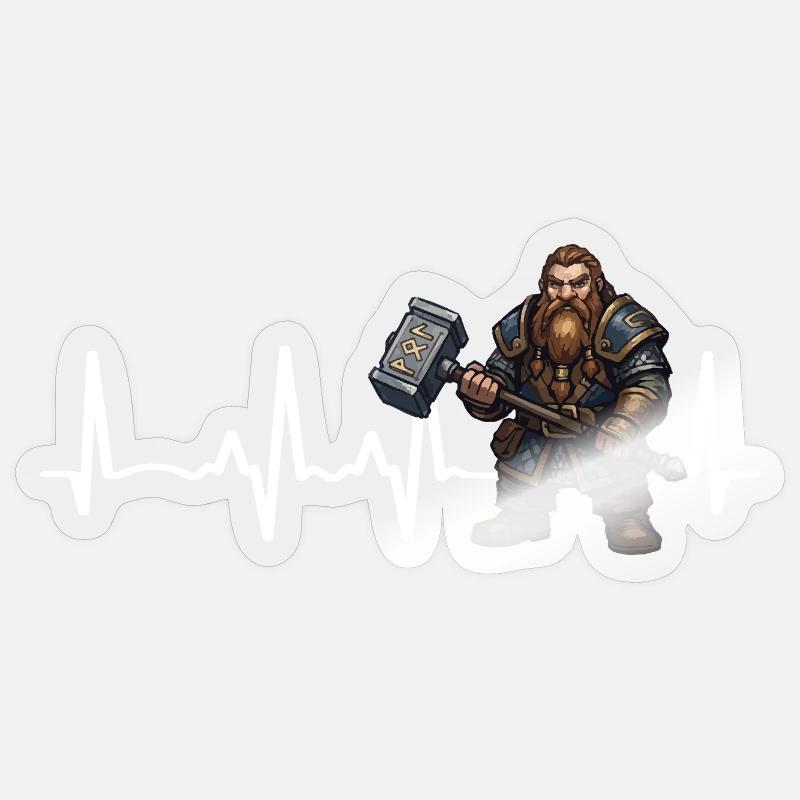 Dwarf Hammer Herzschlag - Sticker Größe S (10 x 10 cm) - Transparent glänzend