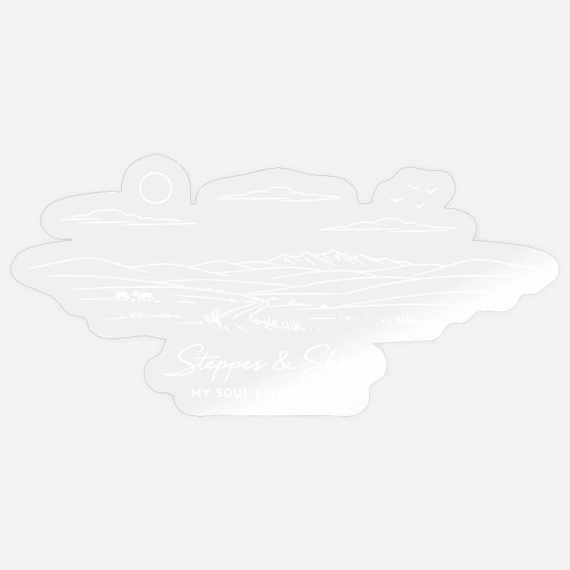 Steppe e cieli: Minimalista della steppa kazaka - Sticker formato S (10 x 10 cm) - trasparente lucido