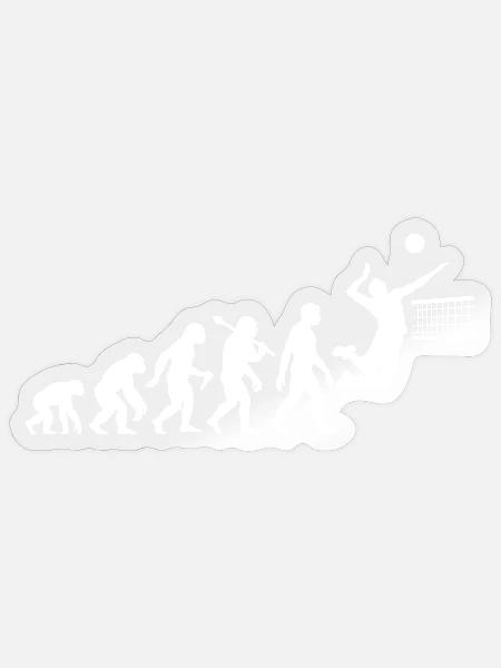 Volleyball Evolution für Vollyeballspieler - Sticker Größe S (10 x 10 cm) - Transparent glänzend