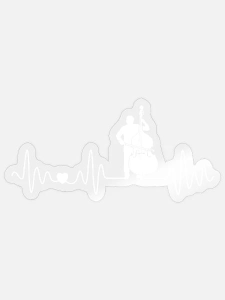 Kontrabass Herzschlag Kontrabassist Klassik Jazz - Sticker Größe S (10 x 10 cm) - Transparent glänzend