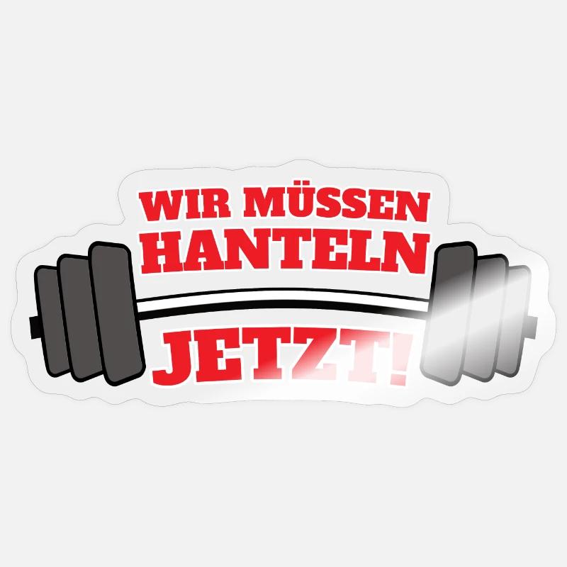 Wir müssen hanteln - Sticker Größe S (10 x 10 cm) - Transparent glänzend