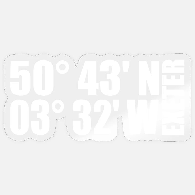 Coordonnées d’Exeter - Sticker taille S (10 x 10 cm) - brillant transparent