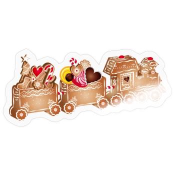 magique chemin de fer en pain d’épices 3D pour Noël - Sticker taille S (10 x 10 cm) - brillant transparent - Devant