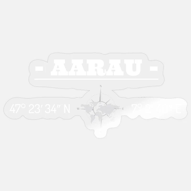 Coordonnées Aarau Suisse - Sticker taille S (10 x 10 cm) - brillant transparent