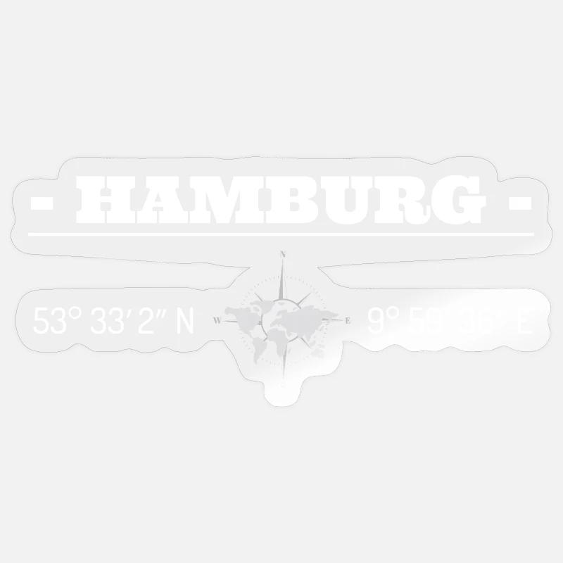 Coordonnées Hambourg - Sticker taille S (10 x 10 cm) - brillant transparent