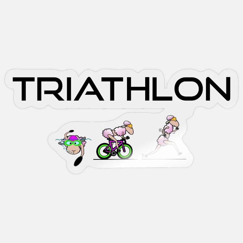 Triathlète de triathlon - Sticker taille S (10 x 10 cm) - brillant transparent